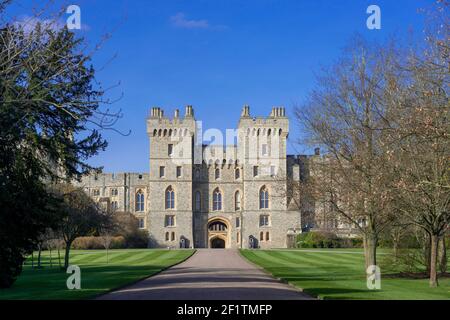 Entrée du quartier supérieur au château de Windsor résidence officielle de la reine Elizabeth II, Windsor, Berkshire, Angleterre, Royaume-Uni Banque D'Images