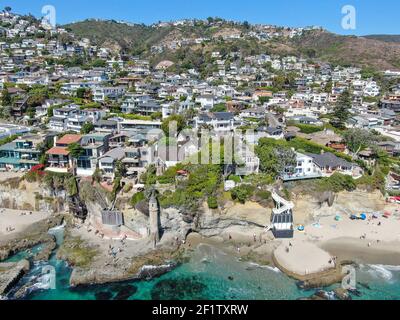 Vue aérienne de la côte de Laguna Beach, Californie Banque D'Images