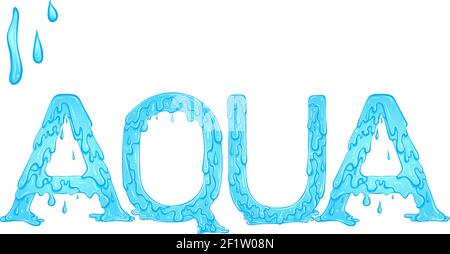 Mot goutte à goutte bleu turquoise. Illustration vectorielle isolée sur fond blanc. Style de police dessiné à la main. Mots pour l'impression, bannières, affiches, livres, icônes, autocollants. Illustration de Vecteur
