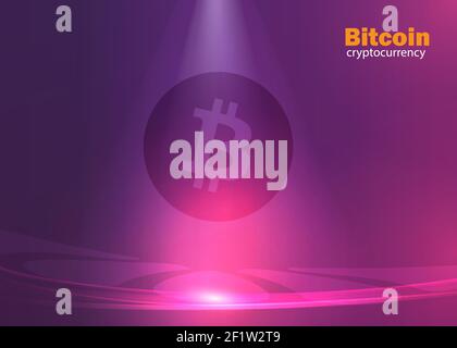 Fond Bitcoin crypto-monnaie, lumière moderne lumineuse violet et violet vecteur Illustration de Vecteur
