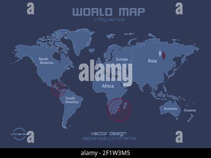 Carte du monde, avec les noms des États individuels, infographics bleu plan design vecteur Illustration de Vecteur