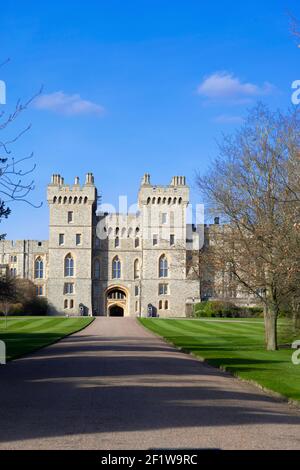 Entrée du quartier supérieur au château de Windsor résidence officielle de la reine Elizabeth II, Windsor, Berkshire, Angleterre, Royaume-Uni Banque D'Images