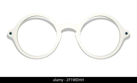 Lunettes blanches sur fond blanc Banque D'Images