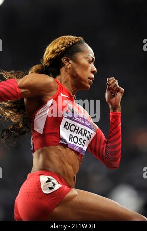 JEUX OLYMPIQUES DE LONDRES 2012 - STADE OLYMPIQUE , LONDRES (ENG) - 07/08/2012 - PHOTO : POOL / KMSP / DPPIATHLETICS - WOMEN'S 200 M - SANYA RICHARDS (USA) Banque D'Images