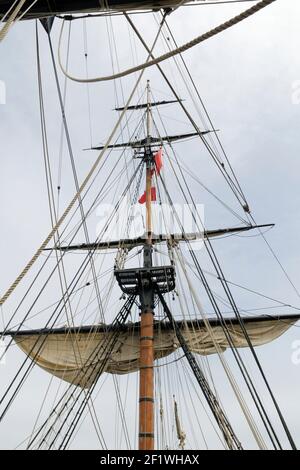 Le Bounty est un trois maître à 54 pieds carrés (180 mètres) construit à Lunenburg, en Nouvelle-Écosse, sur la base des dessins originaux du navire Banque D'Images