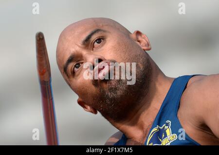 Athlétisme - Championnat de France élite 2013 - Stade Charlety / Paris (FRA) - jour 1 - 12/07/2013 - photo Philippe Millereau / KMSP / DPPI - Javelin - Vitolio Tipotio / FRA Banque D'Images