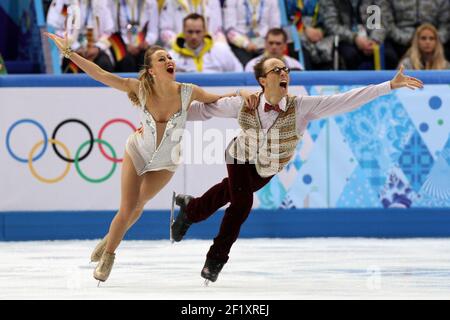 Zhiganshina Nelli et Gazsi Alexander (GER) , au cours du patinage artistique, de la danse sur glace d'équipe, programme court des XXII Jeux Olympiques d'hiver Sotchi 2014, au Palais des sports d'Iceberg, le 8 février 2014 à Sotchi, Russie. Photo Pool KMSP / DPPI Banque D'Images