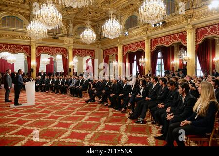 Sotchi 2014, les médaillés olympiques et paralympiques sont reçus à l'Elysée par le président de la République française François Hollande, pour recevoir la légion d'honneur, à Paris, le 15 juin 2014 - photo Philippe Millereau / KMSP / DPPI Banque D'Images