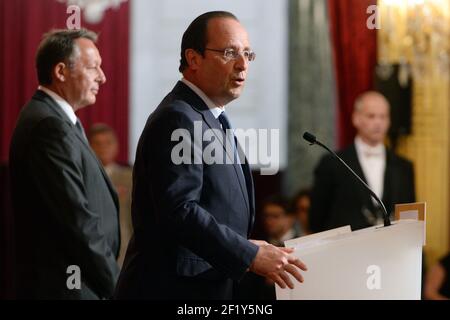 Sotchi 2014, les médaillés olympiques et paralympiques sont reçus à l'Elysée par le président de la République française François Hollande, pour recevoir la légion d'honneur, à Paris, le 15 juin 2014 - photo Philippe Millereau / KMSP / DPPI Banque D'Images