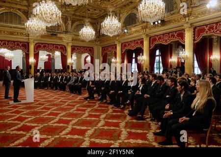 Sotchi 2014, les médaillés olympiques et paralympiques sont reçus à l'Elysée par le président de la République française François Hollande, pour recevoir la légion d'honneur, à Paris, le 15 juin 2014 - photo Philippe Millereau / KMSP / DPPI Banque D'Images