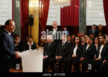 Sotchi 2014, les médaillés olympiques et paralympiques sont reçus à l'Elysée par le président de la République française François Hollande, pour recevoir la légion d'honneur, à Paris, le 15 juin 2014 - photo Philippe Millereau / KMSP / DPPI Banque D'Images