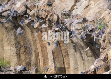 Basalt piliers de la Réserve géologique, Ukraine Banque D'Images