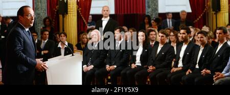 Sotchi 2014, les médaillés olympiques et paralympiques sont reçus à l'Elysée par le président de la République française François Hollande, pour recevoir la légion d'honneur, à Paris, le 15 juin 2014 - photo Philippe Millereau / KMSP / DPPI Banque D'Images