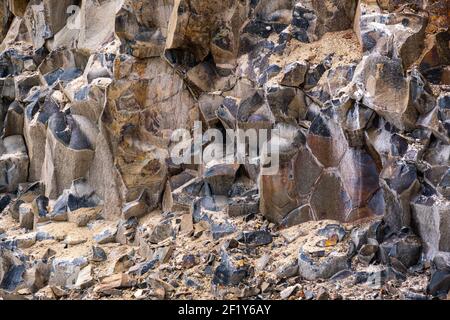 Basalt piliers de la Réserve géologique, Ukraine Banque D'Images