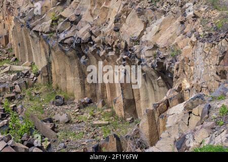 Basalt piliers de la Réserve géologique, Ukraine Banque D'Images