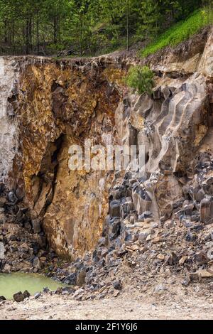 Basalt piliers de la Réserve géologique, Ukraine Banque D'Images