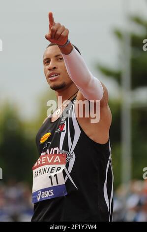 Yoann Rpinier (FRA) sur Triple Jump lors des Championnats de France élite 2014, au Stade Georges-Hebert, Reims, France, le 12 juillet 2014. Photo Stephane Kempinaire / KMSP / DPPI Banque D'Images