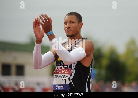 Yoann Rpinier (FRA) sur Triple Jump lors des Championnats de France élite 2014, au Stade Georges-Hebert, Reims, France, le 12 juillet 2014. Photo Stephane Kempinaire / KMSP / DPPI Banque D'Images