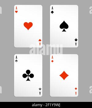 cartes à jouer vector ace, quatre sur fond blanc Illustration de Vecteur