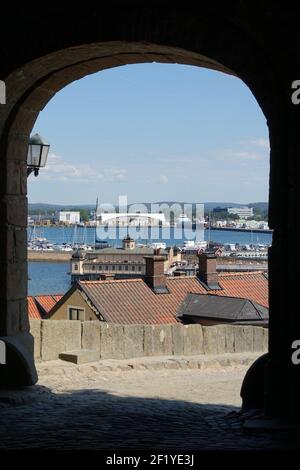 Porte à la forteresse de Varberg, Suède Banque D'Images