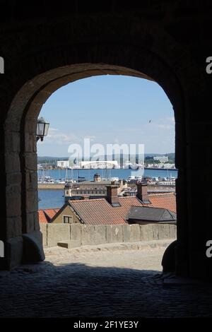 Porte à la forteresse de Varberg, Suède Banque D'Images