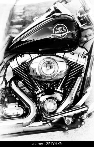 Harley Davidson moto. Noir et blanc Banque D'Images