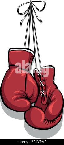 Gants de boxe suspendus. Équipement de compétition, main de protection. Illustration vectorielle Illustration de Vecteur