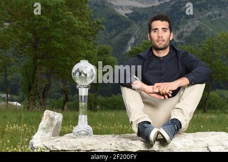 Martin Fourcade de France pose à domicile, à Lans en Vercors, France, le 1er juin 2015. Photo Philippe Millereau / KMSP / DPPI Banque D'Images