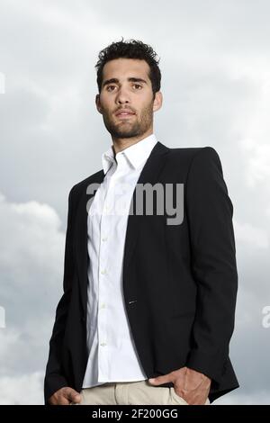 Martin Fourcade de France pose à domicile, à Lans en Vercors, France, le 1er juin 2015. Photo Philippe Millereau / KMSP / DPPI Banque D'Images