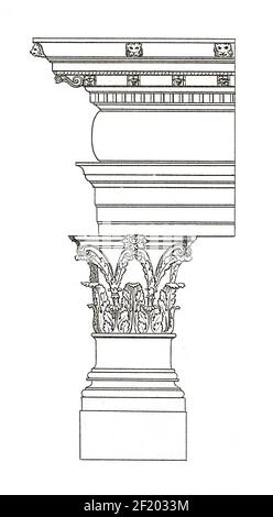 Gravure du XIXe siècle d'un temple à Palmyra, Syrie. Publié dans Systematischer Bilder-Atlas zum conversations-Lexikon, Ikonographische Banque D'Images