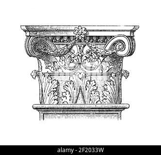 Illustration antique des détails de Certosa di Pavie. Publié dans Systematischer Bilder-Atlas zum conversations-Lexikon, Ikonographische Encyklopedi Banque D'Images