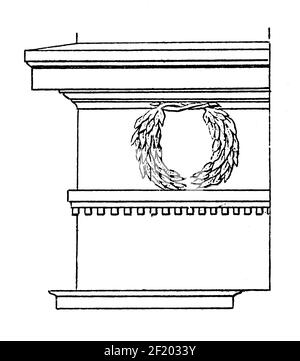 Illustration antique du XIXe siècle d'un détail du monument choragique d'Athènes. Publié dans Systematischer Bilder-Atlas zum conversations-Lexikon, IK Banque D'Images