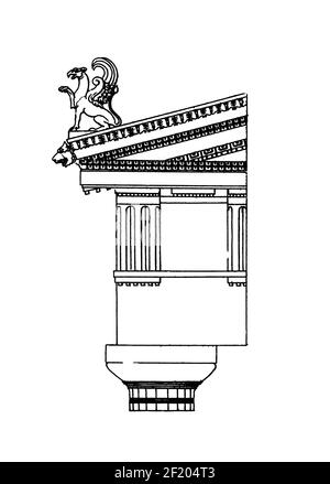illustration du xixe siècle d'éléments architecturaux anciens. Publié dans Systematischer Bilder-Atlas zum conversations-Lexikon, Ikonographische Encyk Banque D'Images
