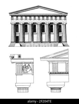 gravure du xixe siècle d'éléments architecturaux anciens. Publié dans Systematischer Bilder-Atlas zum conversations-Lexikon, Ikonographische Encyklop Banque D'Images