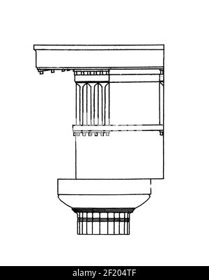 illustration du xixe siècle d'éléments architecturaux anciens. Publié dans Systematischer Bilder-Atlas zum conversations-Lexikon, Ikonographische Encyk Banque D'Images