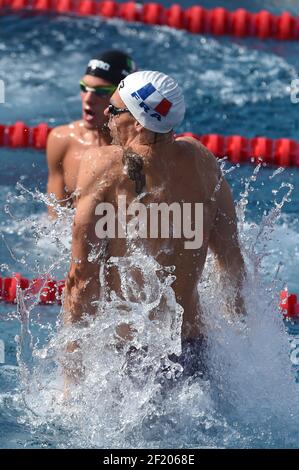 Camille Lacourt (FRA) concurrence sur 50 m BackStroke lors de la 9ème Open de France 2015 Vichy Val d'Allier, au Stade Aquatique, à Bellerive-sur-Allier, France, les 4 et 5 juillet, 2015 - photo Stephane Kempinaire / KMSP / DPPI - Banque D'Images