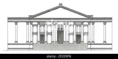 Illustration du XIXe siècle d'un temple à Palmyra, Syrie. Publié dans Systematischer Bilder-Atlas zum conversations-Lexikon, Ikonographische Encyklopa Banque D'Images