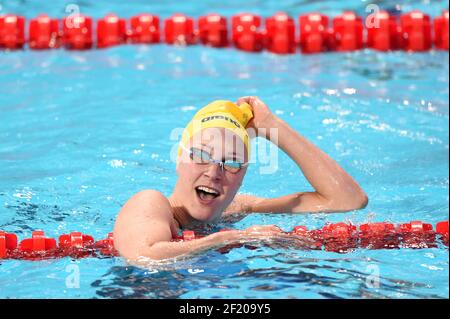 Sarah Sjoestroem (SWE) est en compétition et remporte la médaille d'or sur le papillon féminin de 100 m lors des 16e championnats du monde de Fina 2015, à Kazan, Russie, jour 11, le 3 août, 2015 - photo Stephane Kempinaire / KMSP / DPPI Banque D'Images