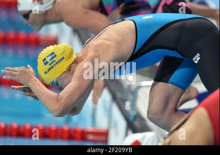 Sarah Sjoestroem (SWE) est en compétition et remporte la médaille d'or sur le papillon féminin de 100 m lors des 16e championnats du monde de Fina 2015, à Kazan, Russie, jour 11, le 3 août, 2015 - photo Stephane Kempinaire / KMSP / DPPI Banque D'Images