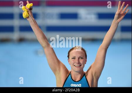 Sarah Sjoestroem (SWE) est en compétition et remporte la médaille d'or sur le papillon féminin de 100 m lors des 16e championnats du monde de Fina 2015, à Kazan, Russie, jour 11, le 3 août, 2015 - photo Stephane Kempinaire / KMSP / DPPI Banque D'Images