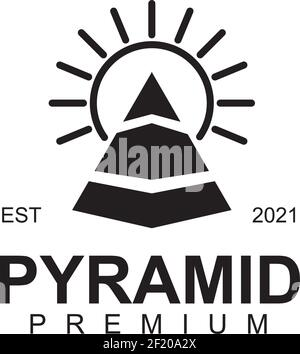 Logo pyramide avec modèle de motif icône de soleil de ligne Illustration de Vecteur