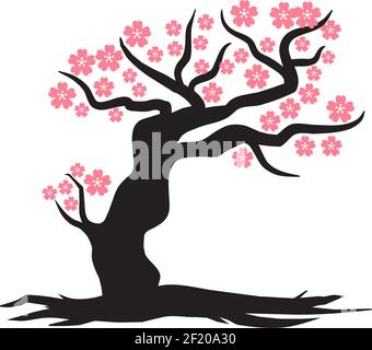 Modèle vectoriel de conception de logo de fleur d'arbre Sakura Illustration de Vecteur