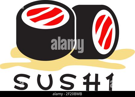 Modèle vectoriel de design de logo de restaurant sushi Illustration de Vecteur