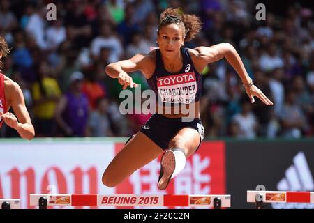 Aurelie Chaboudez (FRA) participe à 400 mètres haies femmes pendant les Championnats du monde de l'IAAF, Beijing 2015, au Stade National, à Beijing, Chine, jour 2, le 23 août, 2015 - photo Julien Crosnier / KMSP / DPPI Banque D'Images