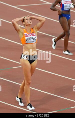 Dafne Schippers (NED) remporte la médaille d'or en 200 mètres femmes lors des Championnats du monde de l'IAAF, Beijing 2015, au Stade National, à Beijing, Chine, jour 7, le 28 août, 2015 - photo Julien Crosnier / KMSP / DPPI Banque D'Images