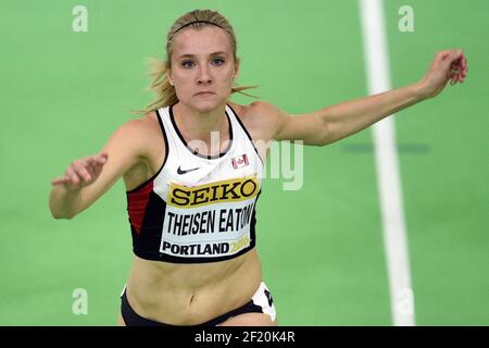 Brianne Theisen Eaton, du Canada, participe au Pentathlon (60m haies) lors des Championnats du monde en salle de l'IAAF au Centre des congrès de l'Oregon, à Portland, aux États-Unis, le 18 mars 2016 - photo Philippe Millereau / KMSP / DPPI Banque D'Images