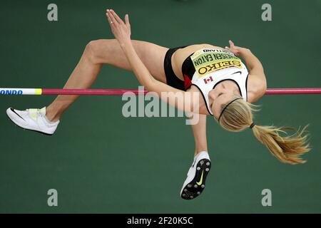 Brianne Theisen Eaton, du Canada, participe au Pentathlon (saut en hauteur) lors des Championnats du monde en salle de l'IAAF au Centre des congrès de l'Oregon, à Portland, aux États-Unis, le 18 mars 2016 - photo Philippe Millereau / KMSP / DPPI Banque D'Images