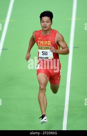 Bingtian su de Chine participe aux 60m d'hommes lors des Championnats du monde en salle de l'IAAF au Centre de congrès de l'Oregon, à Portland, Etats-Unis, le 18 mars 2016 - photo Philippe Millereau / KMSP / DPPI Banque D'Images