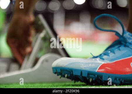 Illustration des chaussures lors des Championnats du monde en salle de l'IAAF au Centre des congrès de l'Oregon, à Portland, Etats-Unis, le 18 mars 2016 - photo Philippe Millereau / KMSP / DPPI Banque D'Images