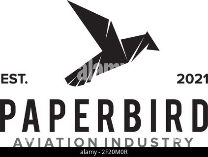Logo aviation avec icône de modèle d'oiseau origami Illustration de Vecteur